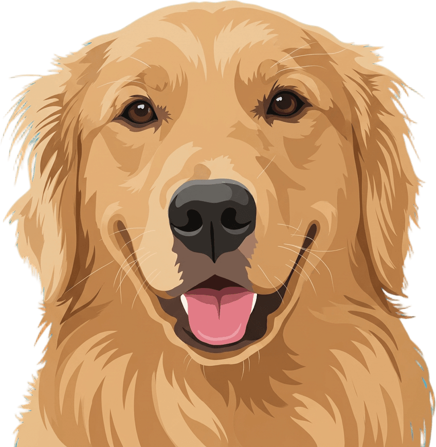 Modern head portrait sample of a cream curly-haired dog